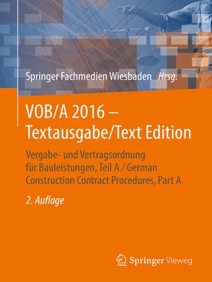 cover image of VOB/A 2016--Textausgabe/Text Edition